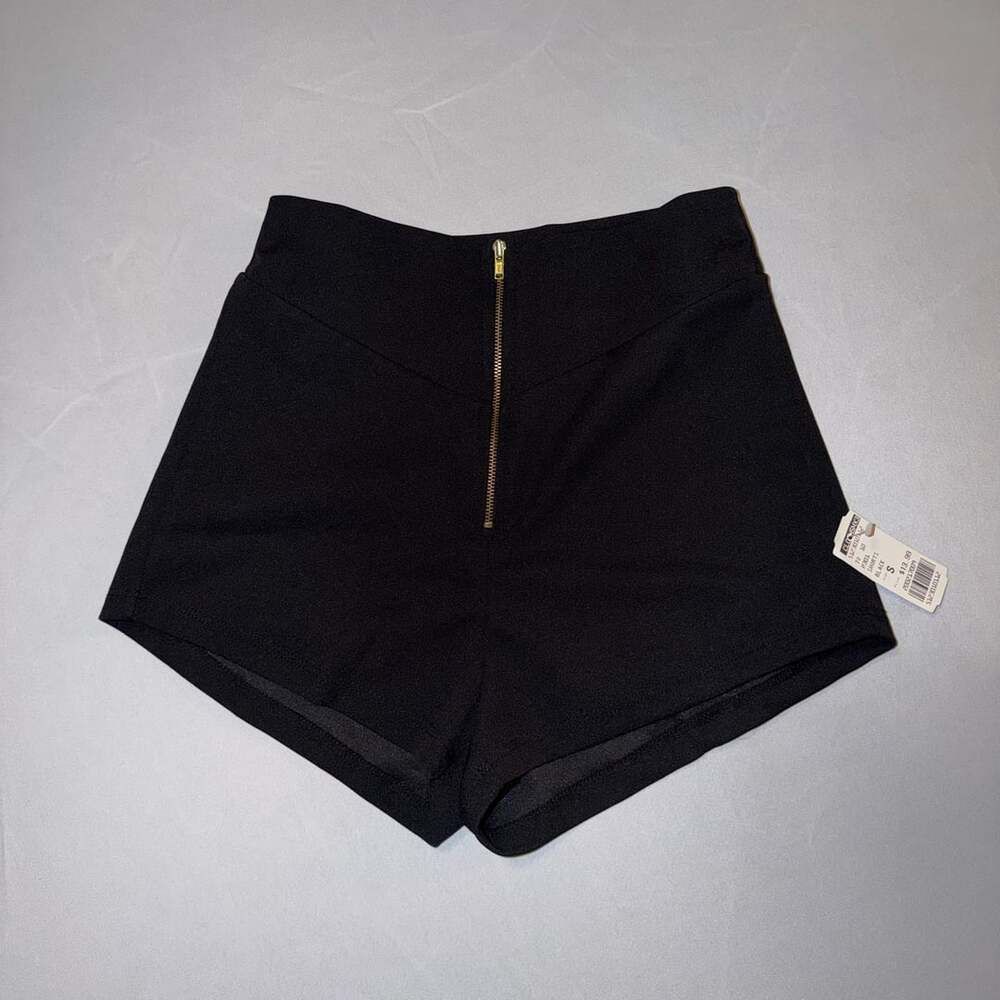 TOP 10 USA Women's High-Rise Front Zipper Black Shorts #0770